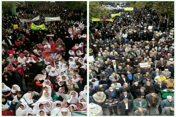 حضور پرشور مردم تویسرکان در راهپیمایی13 آبان