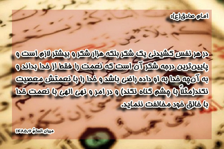 حدیث&zwnj;نگاشت/شکرالهی در همه احوال مورد توجه باشد