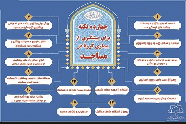 دستورالعمل مقابله با بیماری کرونا در مساجد منتشر شد