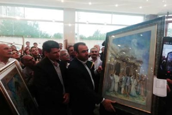 اهدای تابلوی نگارگری به آستان قدس رضوی