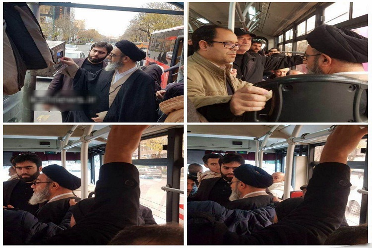 استفاده امام جمعه تبریز از اتوبوس بخاطر آلودگی هوا