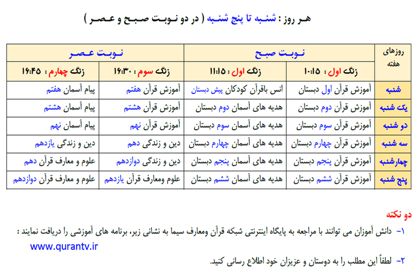 جای خالی درس قرآن در شبکه آموزش