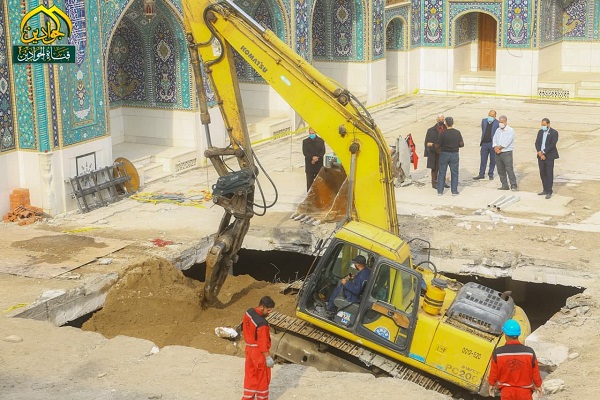 پیشرفت طرح احداث صحن امام محمدباقر(ع) با وجود محدودیت‌های کرونایی