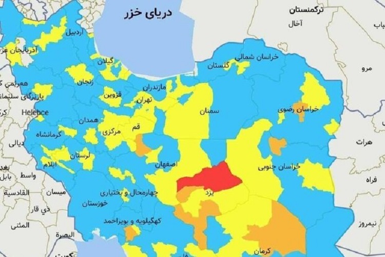 زرد شدن 4 شهرستان سمنان وضعیت کرونا 4 شهرستان سمنان در وضعیت زرد کرونایی قرار گرفتند