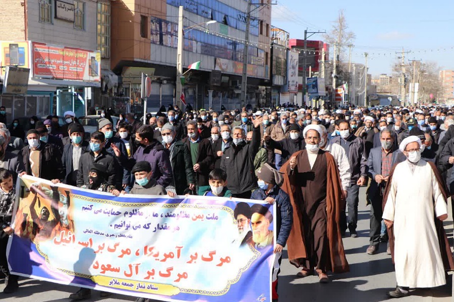 راهپیمایی ملایری&zwnj;ها در حمایت از مردم بی&zwnj;دفاع یمن + عکس