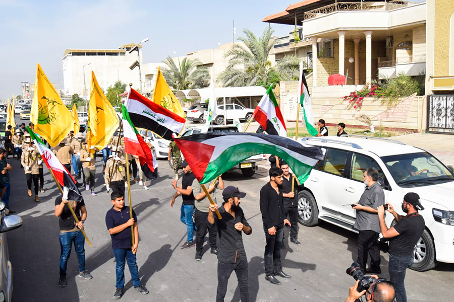نُجَباء در سراسر عراق پرچم حمایت از فلسطین را بالا برد + عکس نُجَباء در سراسر عراق پرچم حمایت از فلسطین را بالا برد + عکس