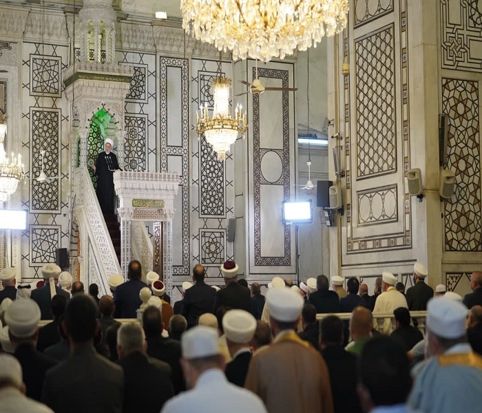عکس |برگزاری نماز عید فطر با حضور رئیس‌جمهور سوریه در دمشق