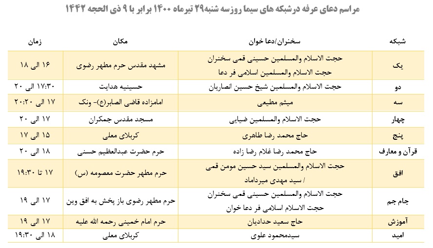 مراسم دعای عرفه کجا برویم
