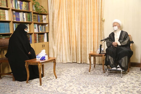 آیت&zwnj;الله مکارم شیرازی مرجع تقلید شیعیان انسیه خزعلی معاون رییس جمهور در امور بانوان و خانواده