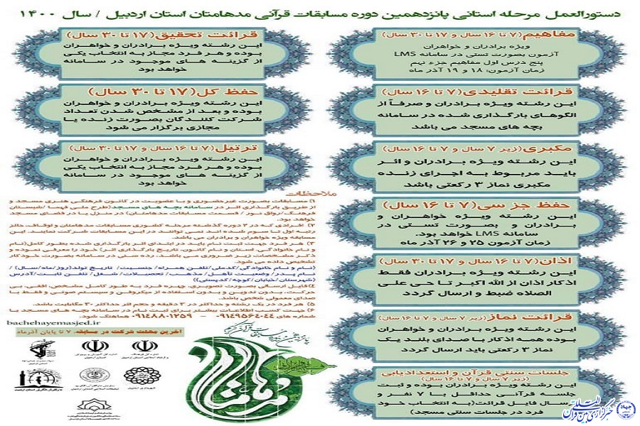 پانزدهمین دوره مسابقات قرآنی مدهامّتان