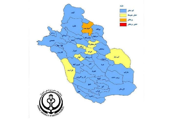 نقشه رنگ‌بندی کرونا، فارس