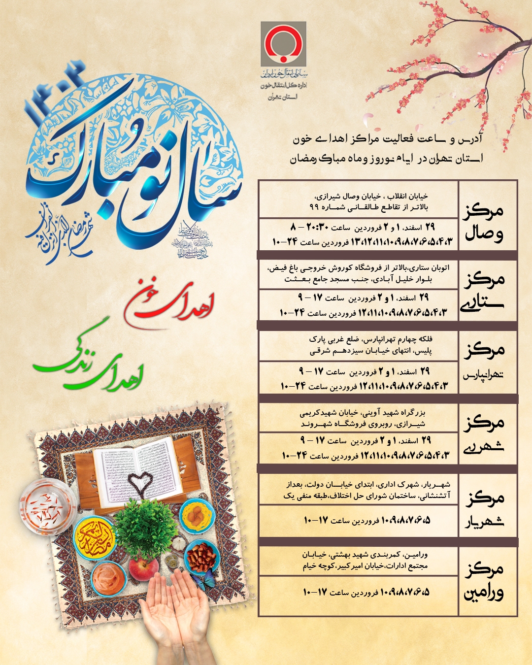 مراکز اهدای خون در ایام عید نوروز و رمضان فعال است