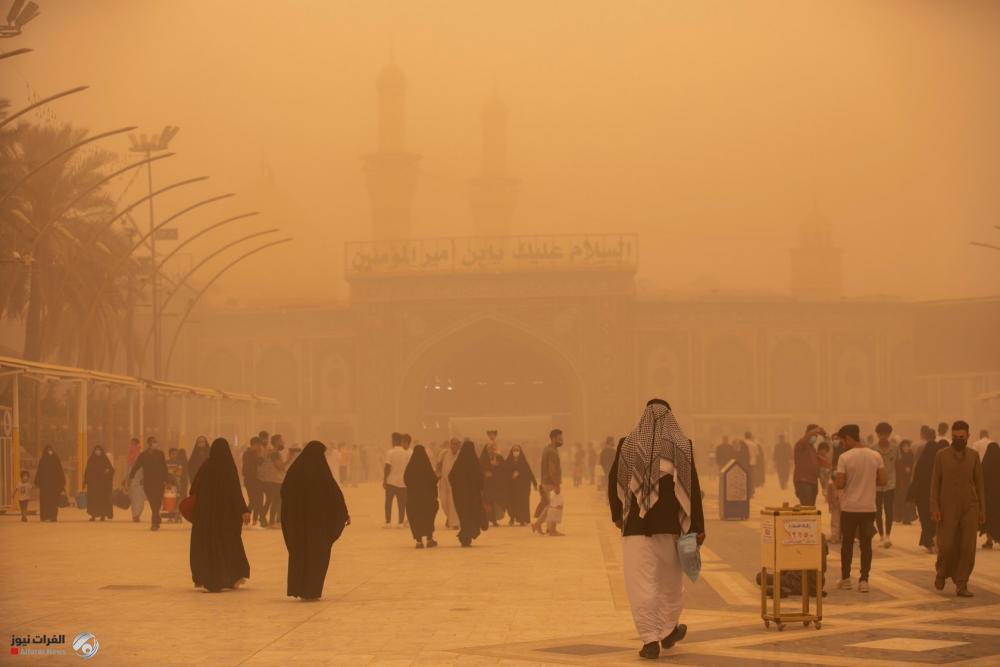 تصاویری از گردوغبار شدید در «بین الحرمین» کربلا