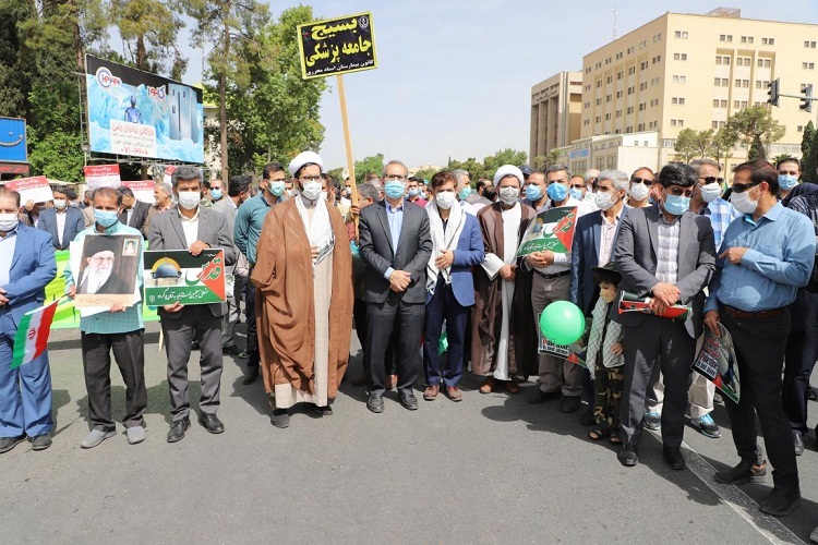 اعضای دانشگاه علوم پزشکی شیراز در راهپیمایی روز قدس 
