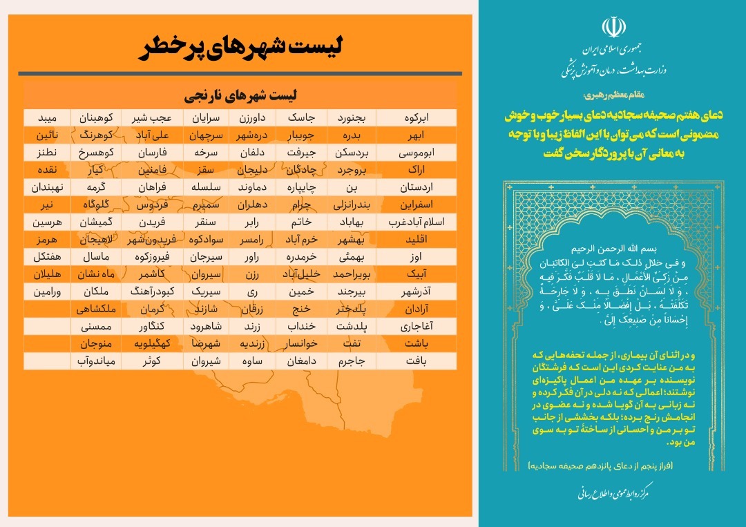 ۵۸ شهر از وضعیت قرمز کرونایی خارج شدند