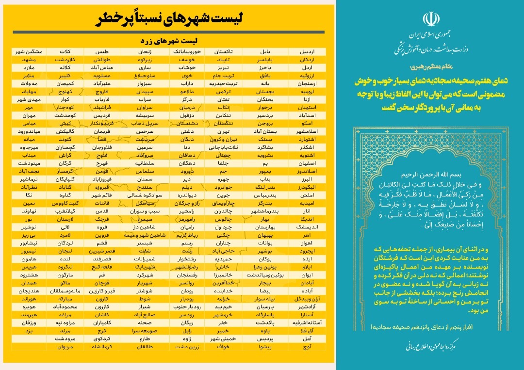 ۵۸ شهر از وضعیت قرمز کرونایی خارج شدند