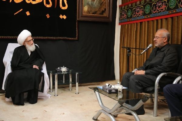 سیدمحمدتقی شاهچراغی، استاندار قم، در دیدار با آیت الله نوری همدانی از مراجع عظام تقلید به‌مناسب هفته دولت