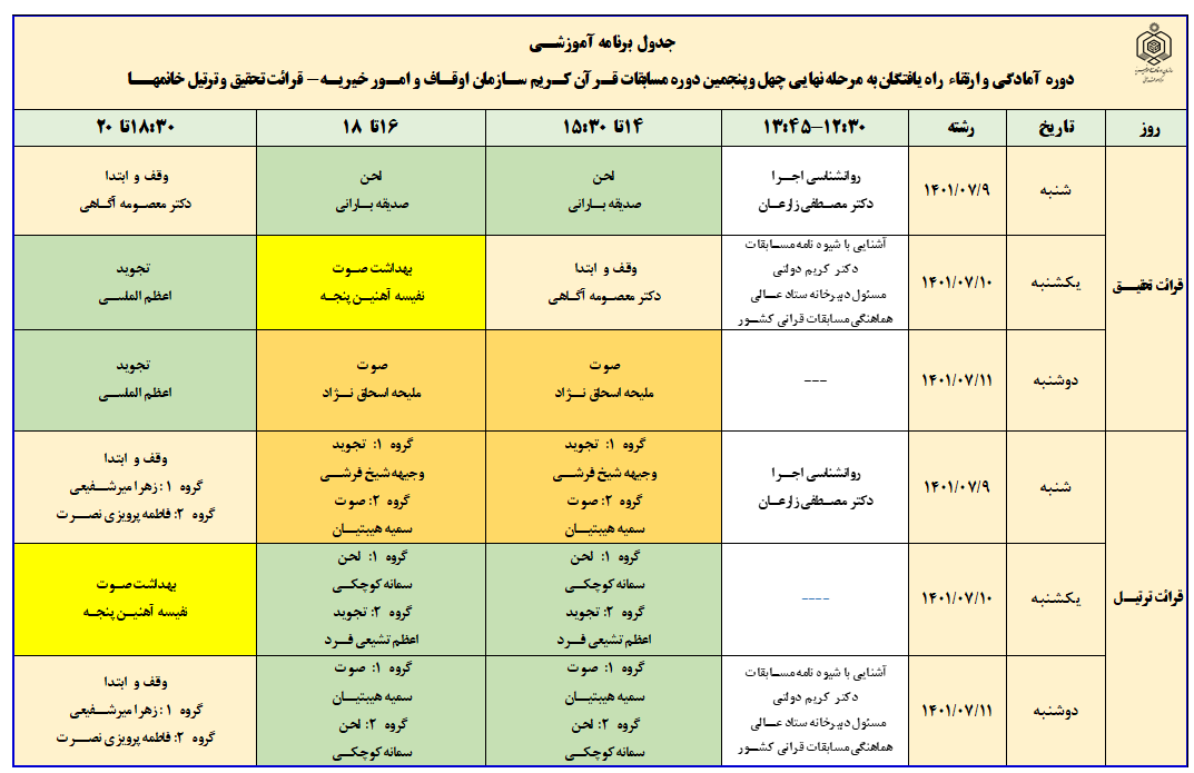 برگزاری دوره آمادگی راه یافتگان به مرحله کشوری مسابقات قرآن + جدول زمانی