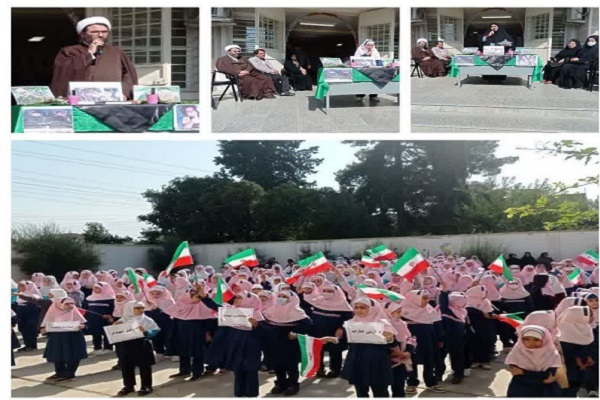 مراسم شهدای شاهچراغ در مدرسه ابتدای خوارزم سرخنکلاته با حضور امام جمعه بخش بهاران