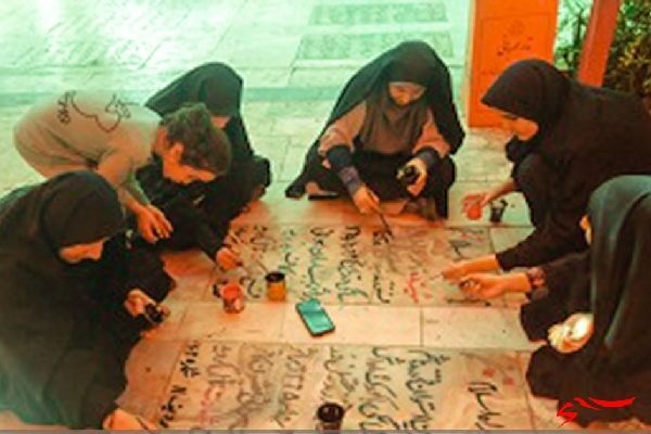 رنگ‌آمیزی قبور زنان شهیده توسط دانش‌آموزان هنرستانی
