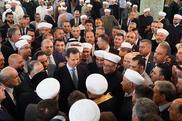 حضور بشار اسد در نماز عید فطر دمشق + عکس 