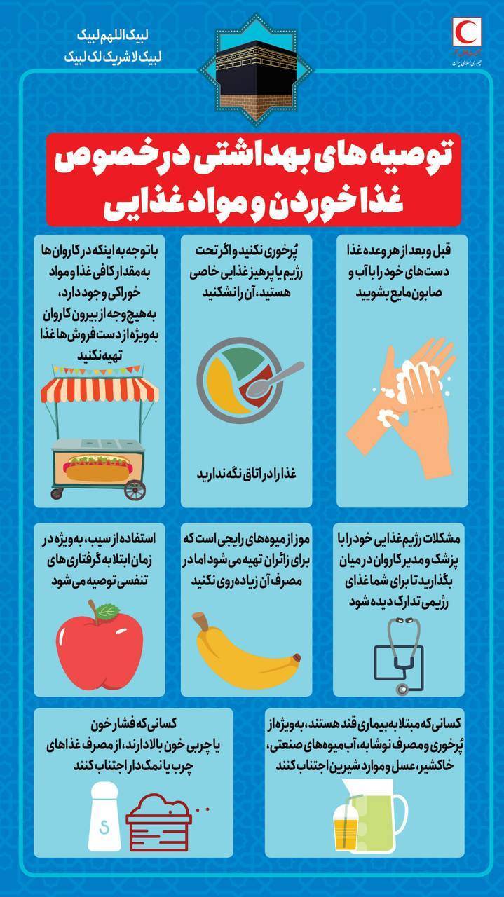 مهم‌ترین توصیه‌های غذایی به زائران حج