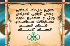 نتایج مرحله استانی چهل‌و‌ششمین دوره مسابقات قرآن اوقاف در کرمان اعلام شد