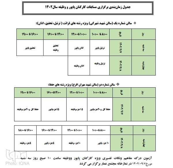 جدول زمانبندی مسابقات قرآن ناجا اعلام شد