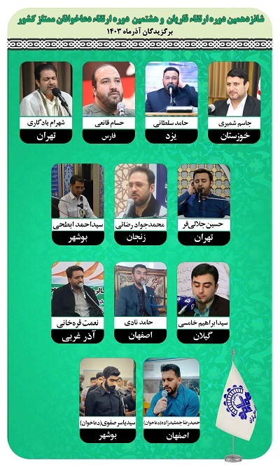 معرفی برگزیدگان شانزدهمین دوره جدید ارتقای قاریان و دعاخوانان شورای عالی قرآن