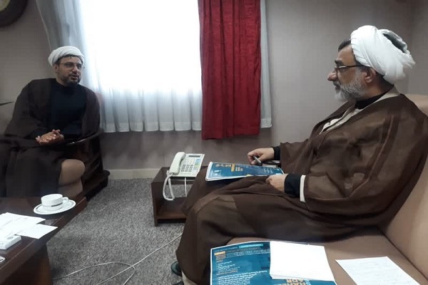 حجت‌الاسلام والمسلمین خسروپناه، دبیر شورای عالی انقلاب فرهنگی در دیدار با حجت‌الاسلام والمسلمین جهانگیری، دبیر جایزه جهانی شهید صدر