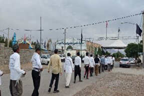 استقبال مردم ده‌زیار از کاروان پیاده‌روی زیارتی عنبرآبادی‌ها