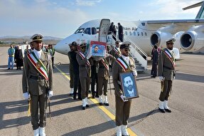 ورود پیکر مطهر شهید مالک رحمتی به فرودگاه مراغه + فیلم