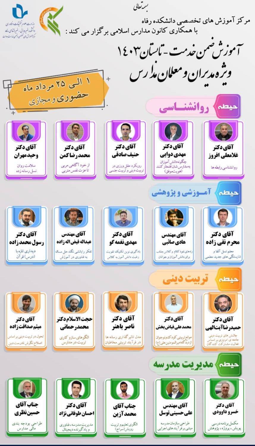 آغاز ثبت‌نام کلاس‌های آموزشی ضمن خدمت مدیران و معلمان مدارس 