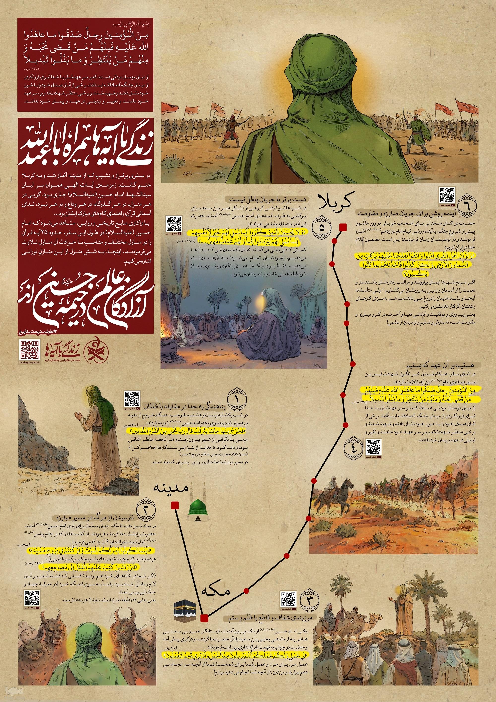 زندگی با آیه‌ها همراه اباعبدالله(ع)+ اینفوگرافی