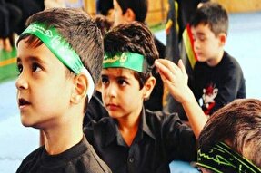 برپایی دسته عزاداری قرآن آموزان خردسال همدانی