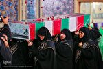 عکس | آیین وداع با پیکر ۱۴ شهید گمنام دفاع مقدس در حرم رضوی