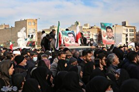 فیلم | تشییع شهدای امنیت و راهپیمایی در محکومیت اغتشاشات در قزوین