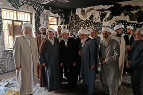 بازدید نماینده خبرگان از دفتر تخریب شده امام جمعه گنبدکاووس توسط اغتشاشگران