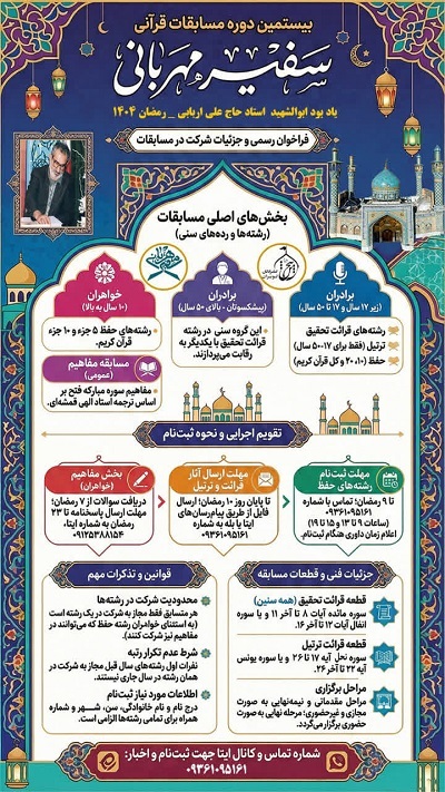 بیستمین دوره مسابقات قرآنی «سفیر مهربانی» فراخوان داد