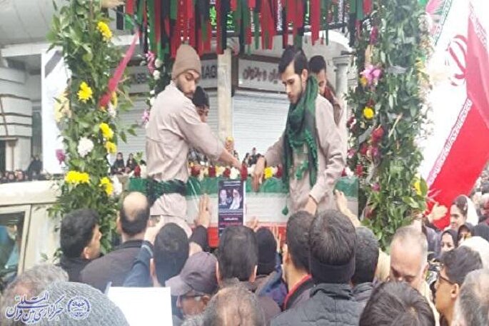 آیین  تشییع دو پیکر مطهر شهید حملات صهیونی آمریکایی در قائم شهر