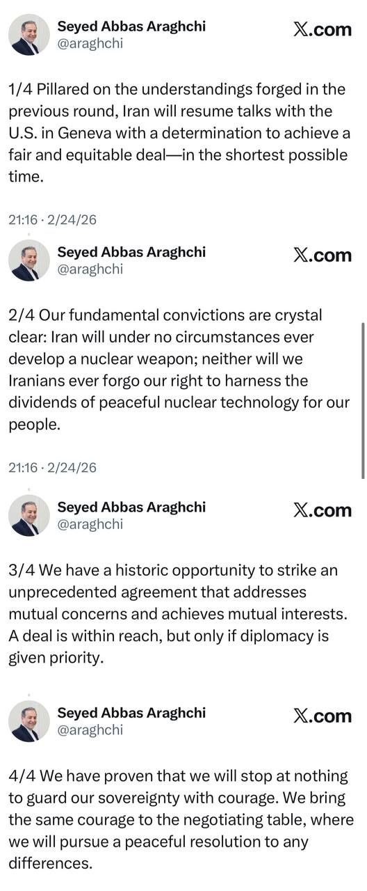 صفحه ایکس سیدعباس عراقچی