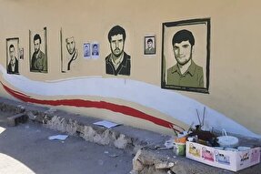 دیوارنگاری شهدای الموت توسط دانشجویان بسیجی البرز