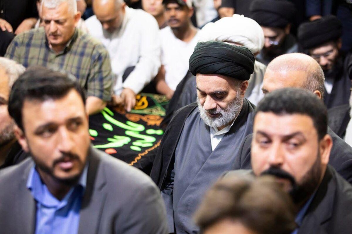 پیکر همسر آیت‌الله العظمی سیستانی در کربلای معلی تشییع شد