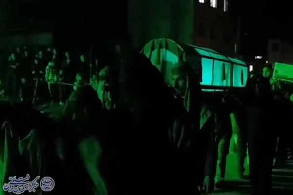 تقارن تشییع شهید خوشنام با آیین تعزیه شهادت حضرت زهرا(س) در امره ساری