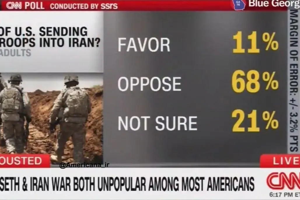 نظرسنجی جدید سی‌ان‌ان از مردم آمریکا درباره جنگ زمینی با ایران