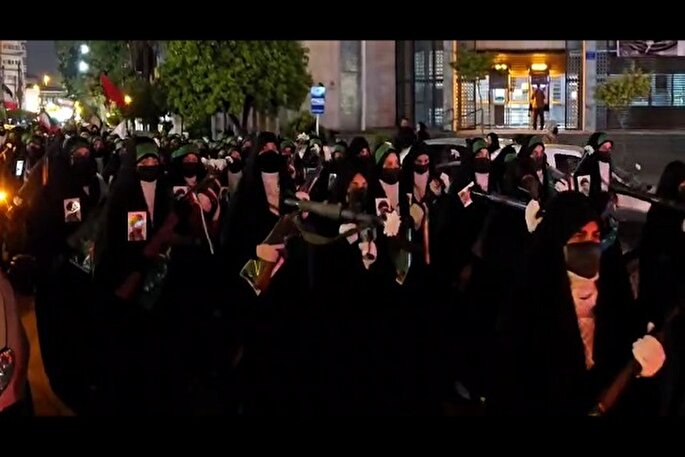 فیلم | رژه اقتدار بانوان مسلح در شهرستان قائم‌شهر