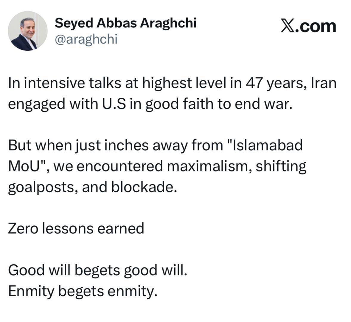 توضیح وزیر امور خارجه کشورمان در مورد مذاکرات اسلام‌آباد