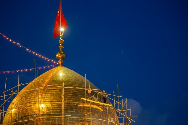 گنبد آسیب دیده حسینیه اعظم زنجان در جنگ رمضان با طلای 24 عیار مرمت شد گنبد آسیب دیده حسینیه اعظم زنجان در جنگ رمضان با طلای 24 عیار مرمت شد