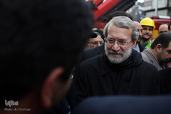 حضور رئیس مجلس شورای اسلامی و وزیر کشور و شهردار تهران در محل آوار برداری ساختمان پلاسکو