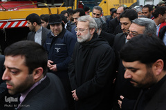 حضور رئیس مجلس شورای اسلامی و وزیر کشور و شهردار تهران در محل آوار برداری ساختمان پلاسکو